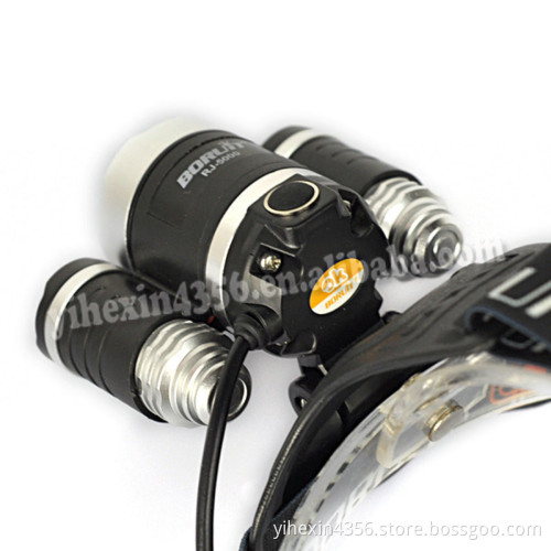 BORUIT RJ-5000 3x Cree XM-L2 4-Modes 6000 Lumens Super Bright LED Head Torch
